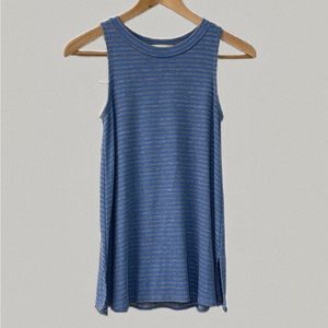 Puella by Anthropologie Blue Gray Size XS Ribbed Flare Bottom Tank Top Striped